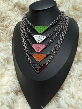 Upcycled Prada Pendent Chain Necklace Stainless